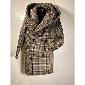 JFC.N.PUNK Plaid Double Breasted Hooded Coat Men's L Academia Prep Retro Alt
